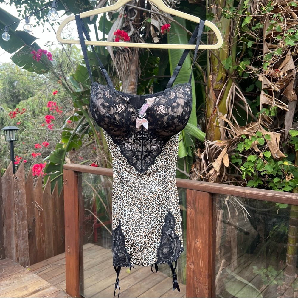 Victoria's Secret Leopard and Black Lace Chemise